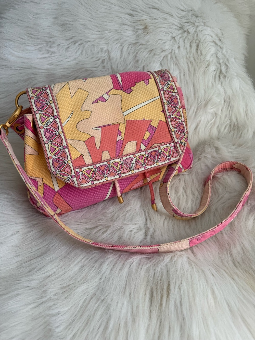 Authentic pink and yellow Emilio Pucci bag